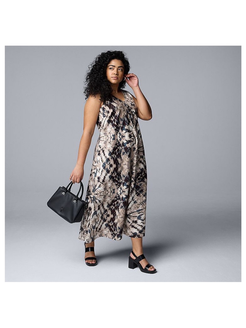 Simply Vera Vera Wang Neutral Tie-Dye Maxi Dress PL petite